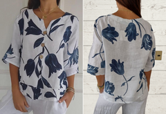 Magali | Linnen zomershirt met bloemen