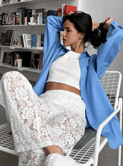 Nydia | Hoge Taille Kanten Bloemen Broek