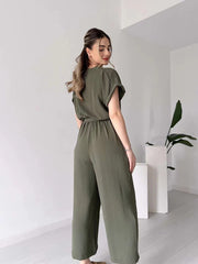 Paulette | Casual Jumpsuit met korte mouwen en V-hals