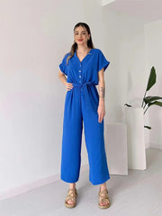 Paulette | Casual Jumpsuit met korte mouwen en V-hals