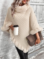 Raffaela | Modieuze Winter Poncho Met Bontkraag