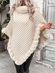 Raffaela | Modieuze Winter Poncho Met Bontkraag