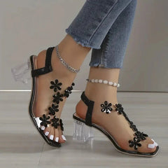 Rhinestone | sandalen met bloemenhak en bergkristal voor dames